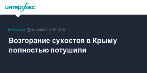 Возгорание сухостоя в Крыму полностью потушили