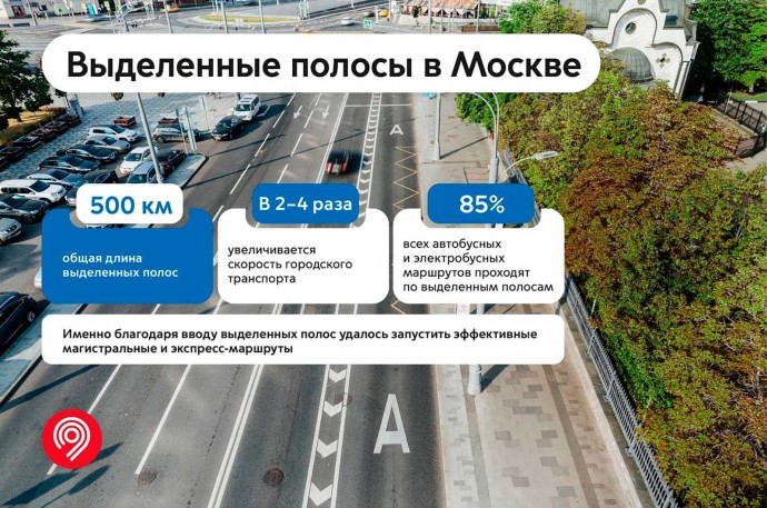 Собянин: Выделенные полосы увеличили скорость городского транспорта в 2–4 раза