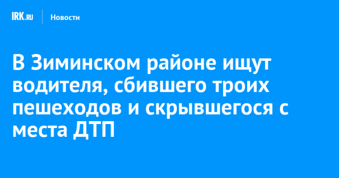 В Зиминском районе ищут водителя, сбившего троих пешеходов и скрывшегося с места ДТП В Зиминском районе ищут водителя, сбившего троих пешеходов и скрывшегося с места ДТП