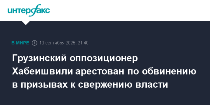 Грузинский оппозиционер Хабеишвили арестован по обвинению в призывах к свержению власти