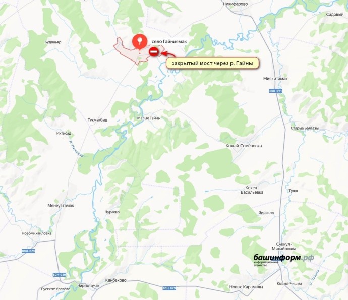 В Башкирии закрыли движение по мосту через реку Гайны В Башкирии закрыли движение по мосту через реку Гайны