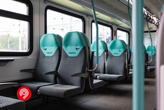 Поезд «Иволга 4.0» с подголовниками мятного цвета теперь курсирует на МЦД-4