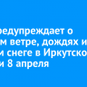 МЧС предупреждает о сильном ветре, дождях и мокром снеге в Иркутской области 8 апреля