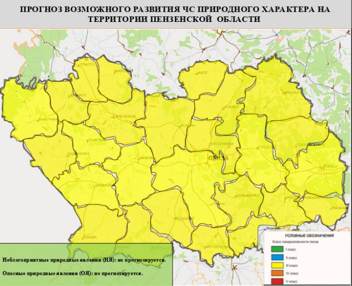 В Пензенской области прогнозируется 3 класс пожарной опасности 20 апреля