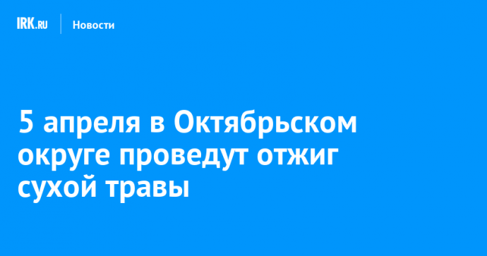 5 апреля в Октябрьском округе проведут отжиг сухой травы