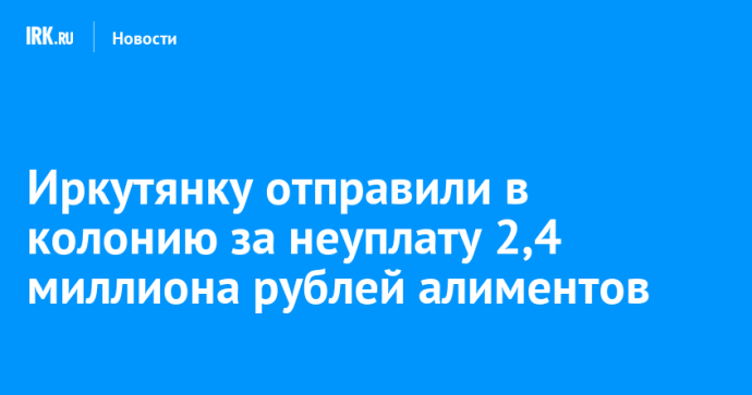 Иркутянку отправили в колонию за неуплату 2,4 миллиона рублей алиментов Иркутянку отправили в колонию за неуплату 2,4 миллиона рублей алиментов