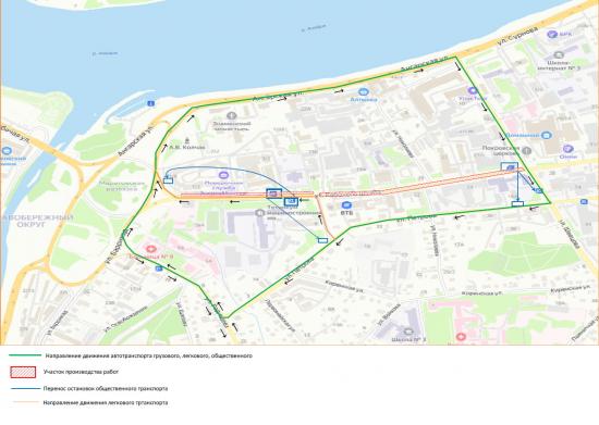 Схема движения транспорта изменилась в предместье Марата в Иркутске