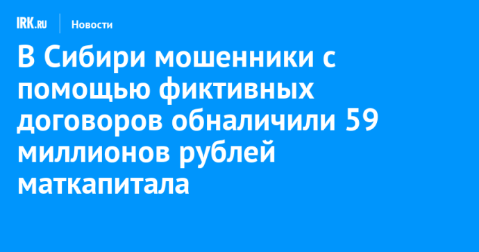 В Сибири мошенники с помощью фиктивных договоров обналичили 59 миллионов рублей маткапитала
