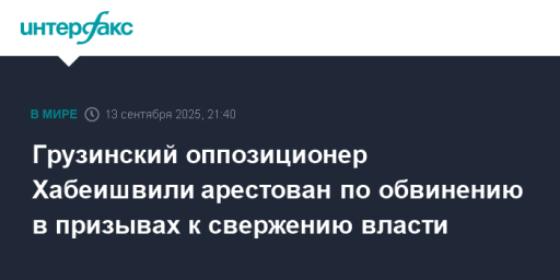 Грузинский оппозиционер Хабеишвили арестован по обвинению в призывах к свержению власти