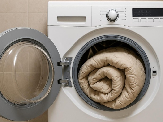 Один разрез — и проблема решена: простая модификация превращает тяжёлое одеяло в удобное для стирки дома