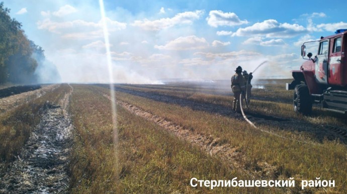 В районе Башкирии потушили горящую сухую траву