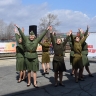 Легендарный "Поезд Победы" торжественно встретили в Долинске