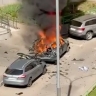 Сгоревший дотла после взрыва в Подмосковье автомобиль попал на видео