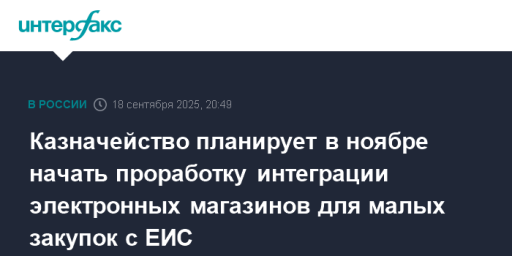 Казначейство планирует в ноябре начать проработку интеграции электронных магазинов для малых закупок с ЕИС