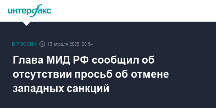 Глава МИД РФ сообщил, что Россия не просит отменить введенные против нее санкции