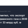 Алиев отметил, что экспорт азербайджанского газа к 2030 г. достигнет 33 млрд куб. м