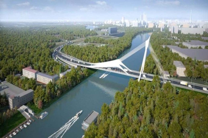 Мост-парус на западе Москвы возводят, не останавливая движение по реке Мост-парус на западе Москвы возводят, не останавливая движение по реке