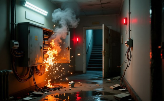 В Корсакове вспыхнул электрощиток в жилом доме