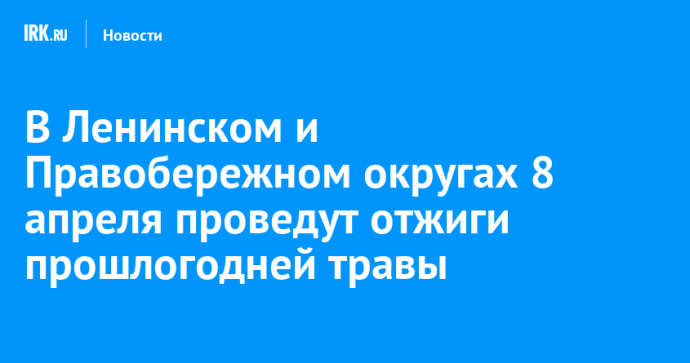 В Ленинском и Правобережном округах 8 апреля проведут отжиги прошлогодней травы