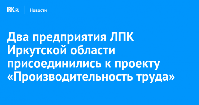 Два предприятия ЛПК Иркутской области присоединились к проекту «Производительность труда»