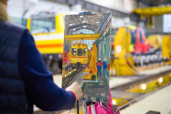 Новое выездное мероприятие для художников проекта «Искусство в метро» провели в электродепо «Красная Пресня»