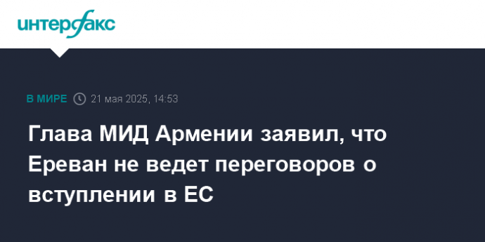 Глава МИД Армении заявил, что Ереван не ведет переговоров о вступлении в ЕС