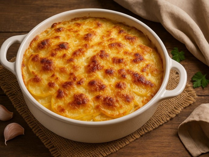 Картофель для гратена нарезают тонкими кружками