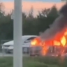 Автомобиль загорелся на трассе в Щекинском районе