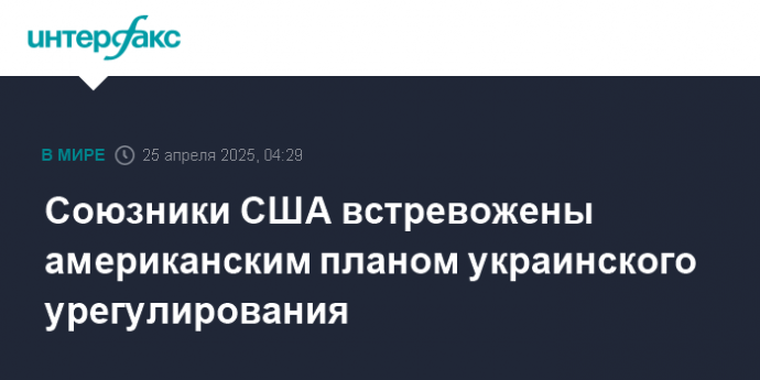 Союзники США встревожены американским планом украинского урегулирования