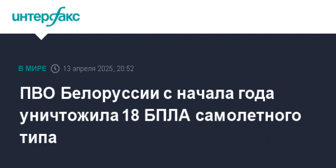 ПВО Белоруссии с начала года уничтожила 18 БПЛА самолетного типа