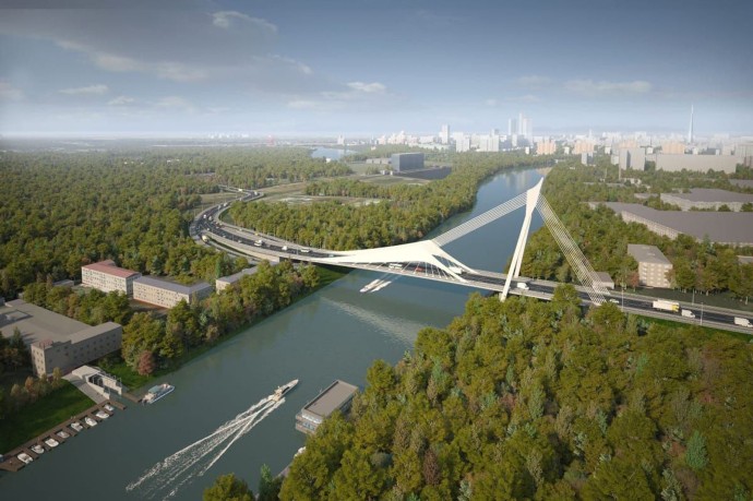 Строительство моста через Москву-реку в районе Новозаводской улицы выполнено на треть Строительство моста через Москву-реку в районе Новозаводской улицы выполнено на треть