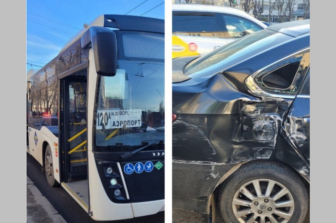 В воронежском автобусе во время ДТП разбился пассажир в автобусе