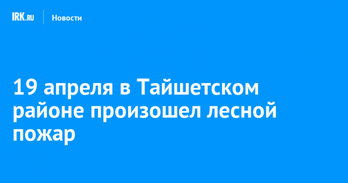 19 апреля в Тайшетском районе произошел лесной пожар