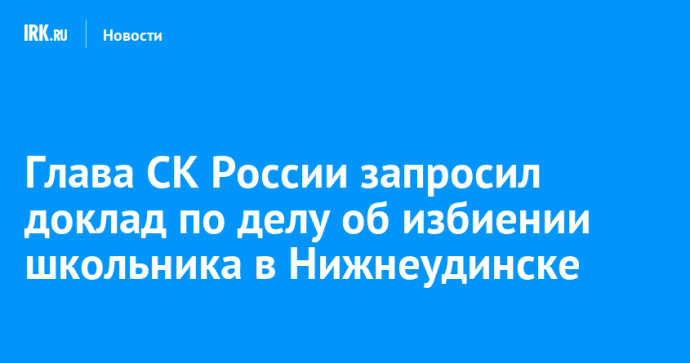 Глава СК России запросил доклад по делу об избиении школьника в Нижнеудинске