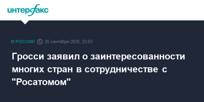 Гросси заявил о заинтересованности многих стран в сотрудничестве с "Росатомом"