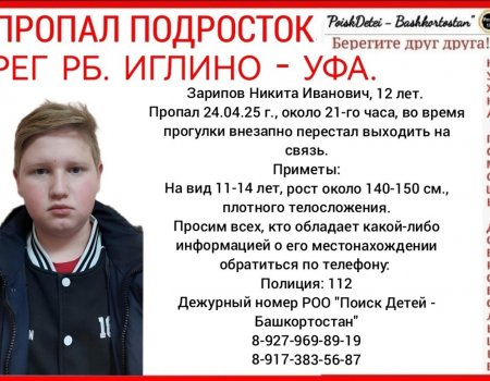 В Башкирии во время прогулки пропал 12-летний подросток