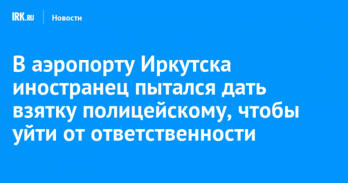 В аэропорту Иркутска иностранец пытался дать взятку полицейскому, чтобы уйти от ответственности