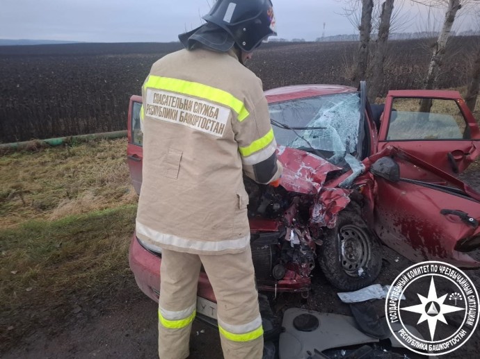 В Башкирии в лобовом столкновении машин пострадали три человека В Башкирии в лобовом столкновении машин пострадали три человека