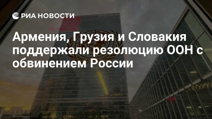 Армения, Грузия и Словакия поддержали резолюцию ООН с обвинением России