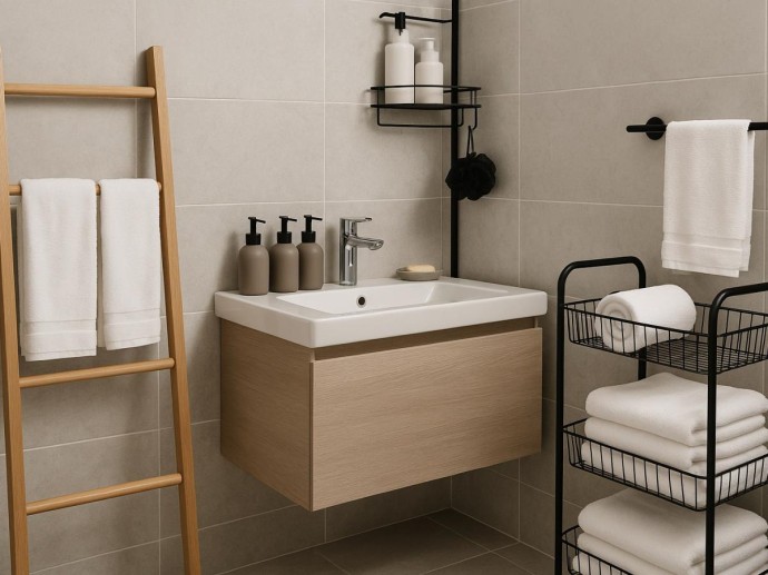 Интерьер без визуального шума: способы спрятать косметику в ванной красиво и удобно