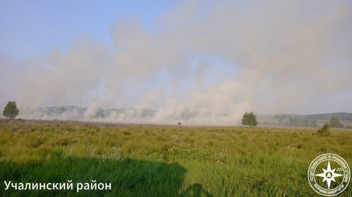 В Башкирии загорелась сухая трава