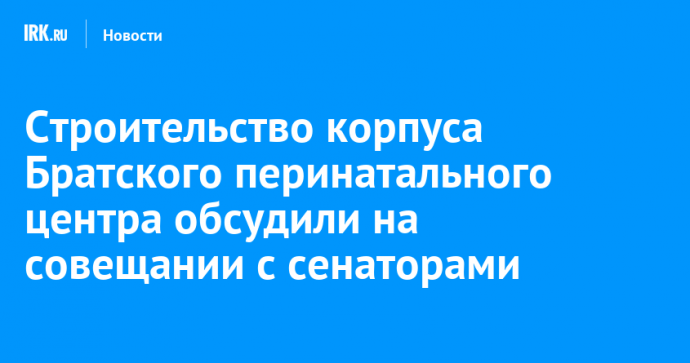 Строительство корпуса Братского перинатального центра обсудили на совещании с сенаторами