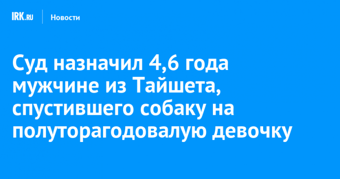 Суд назначил 4,6 года мужчине из Тайшета, спустившего собаку на полуторагодовалую девочку