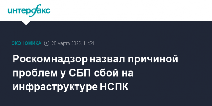 Роскомнадзор назвал причиной проблем у СБП сбой на инфраструктуре НСПК