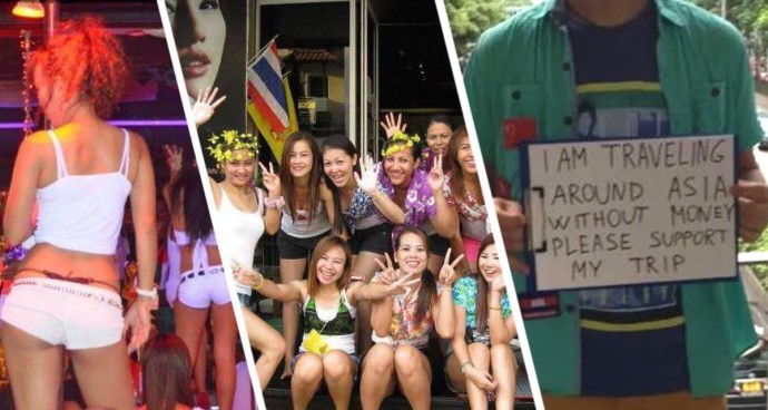 Российские туристы дают деньги уличным попрошайкам в Паттайе, чтобы произвести впечатление на девушек по вызову