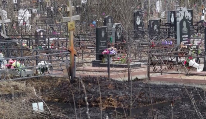 В МЧС прокомментировали пожар на Осташинском кладбище в Ярославле