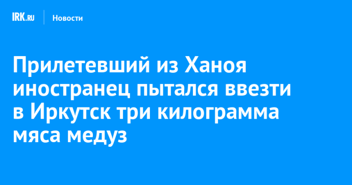 Прилетевший из Ханоя иностранец пытался ввезти в Иркутск три килограмма мяса медуз Прилетевший из Ханоя иностранец пытался ввезти в Иркутск три килограмма мяса медуз