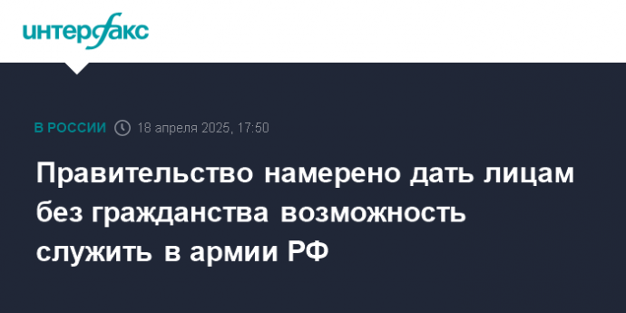 Правительство намерено дать лицам без гражданства возможность служить в армии РФ