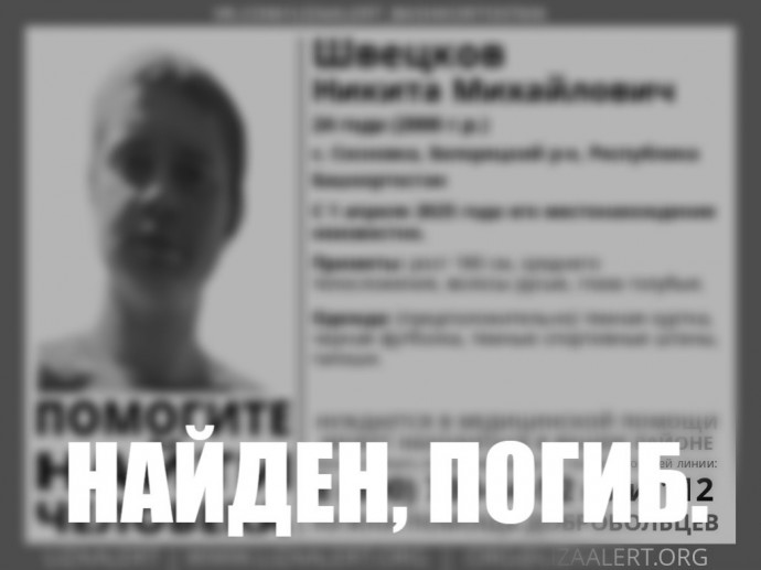 В Башкирии пропавший в апреле Никита Швецов найден мертвым