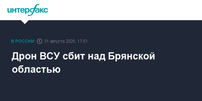 Дрон ВСУ сбит над Брянской областью